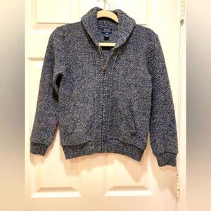 Polo Ralph Lauren Cotton Full Zip Sweater, Boys sz M(10-12), Blue & White.
